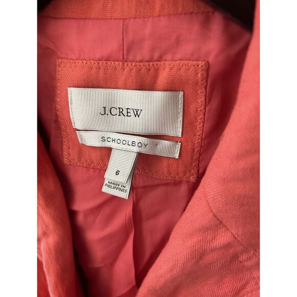 J.Crew Women’s Schoolboy Blazer Size 6 Red Linen Jacket Preppy Classic Twee Mod - Picture 2 of 5